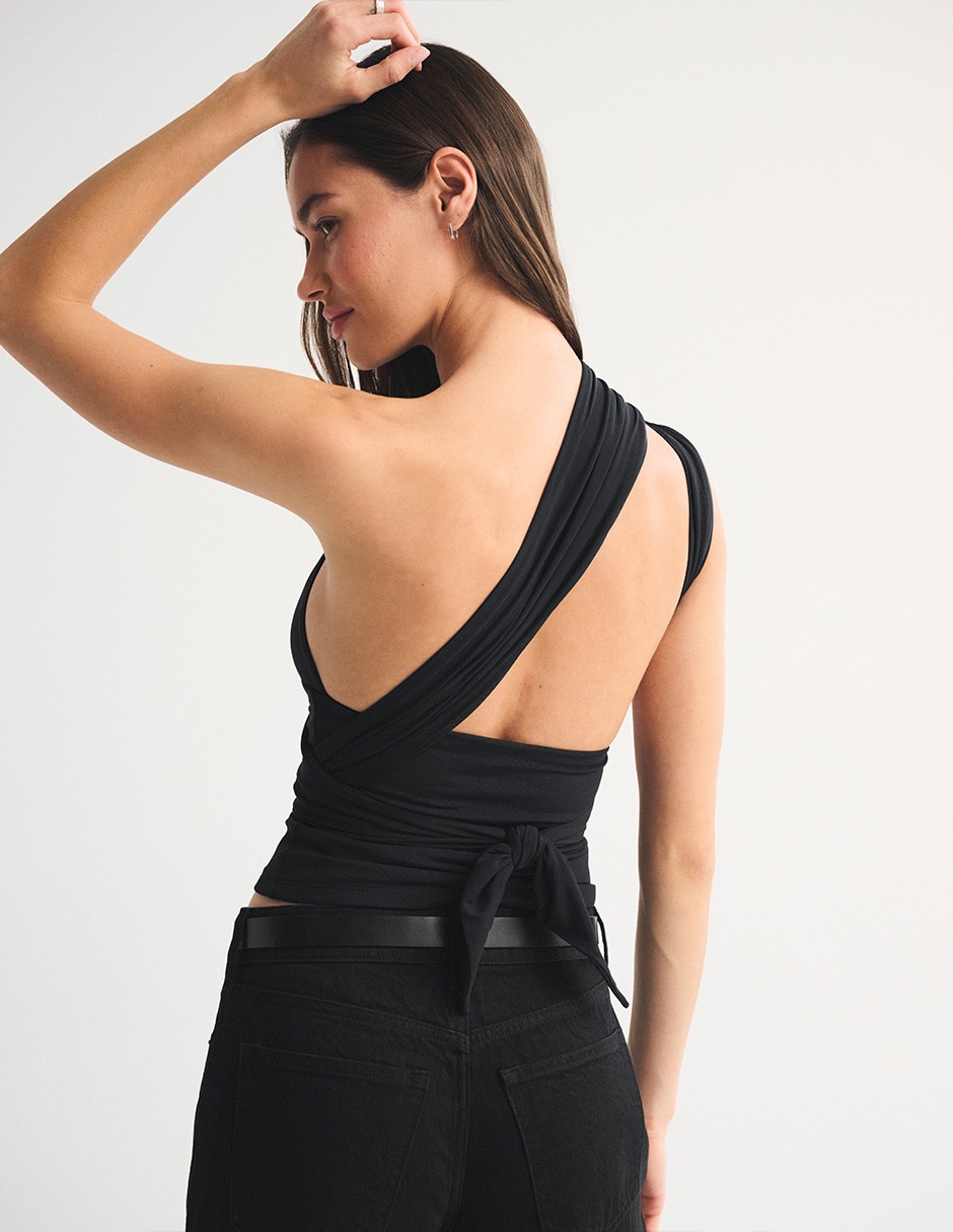 Top abercrombie & fitch cuello halter escote regular tirante sin tirantes