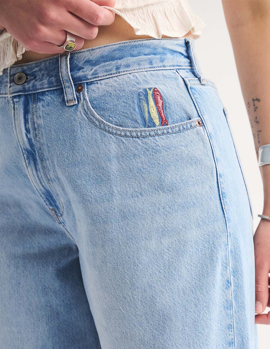 Jeans wide leg cintura alta para mujer