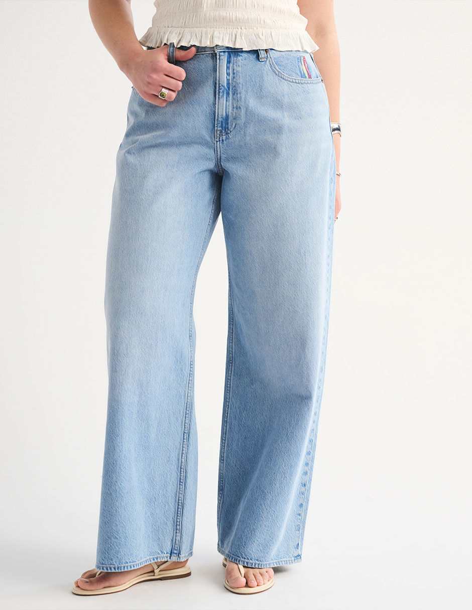 Jeans wide leg cintura alta para mujer