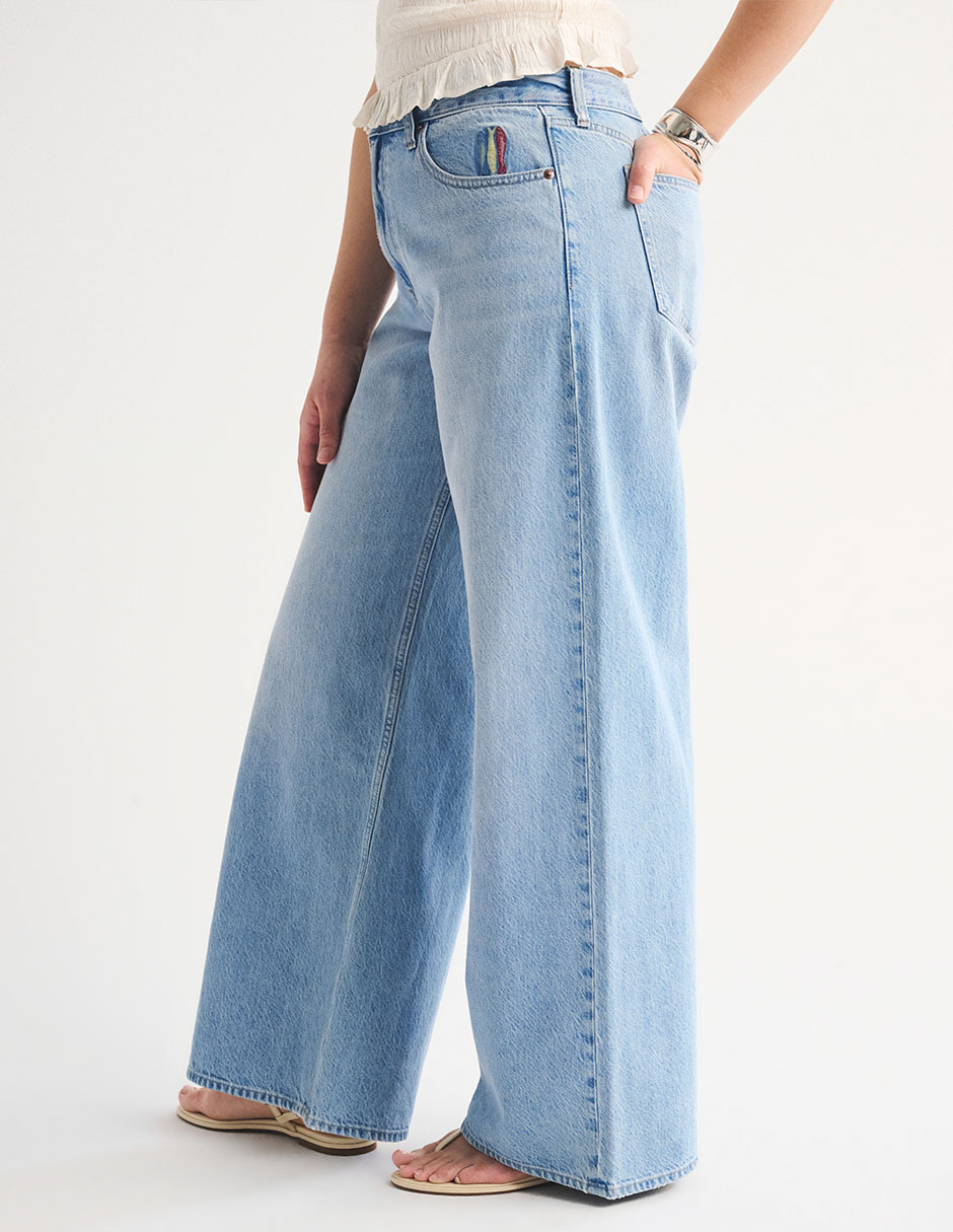 Jeans wide leg cintura alta para mujer