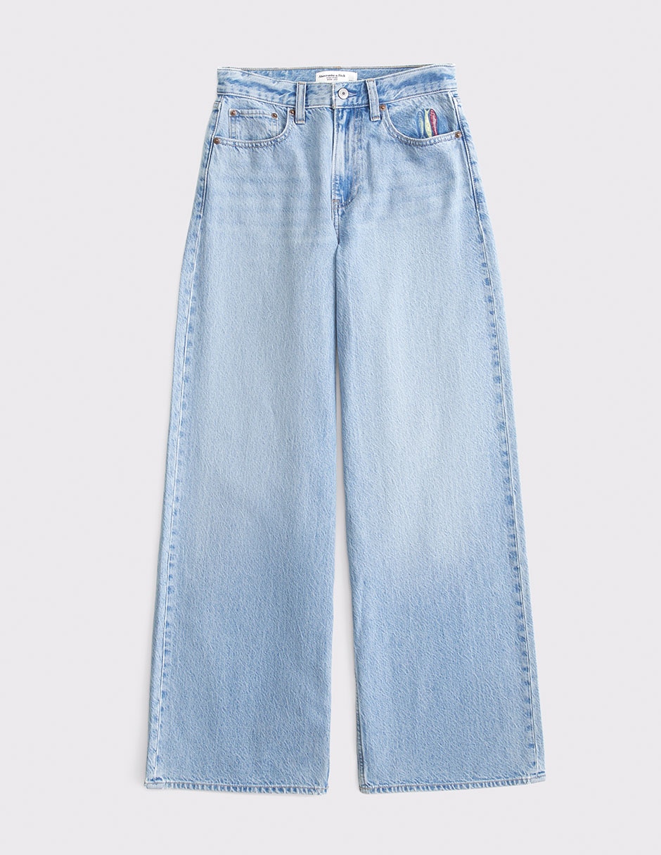 Jeans wide leg cintura alta para mujer