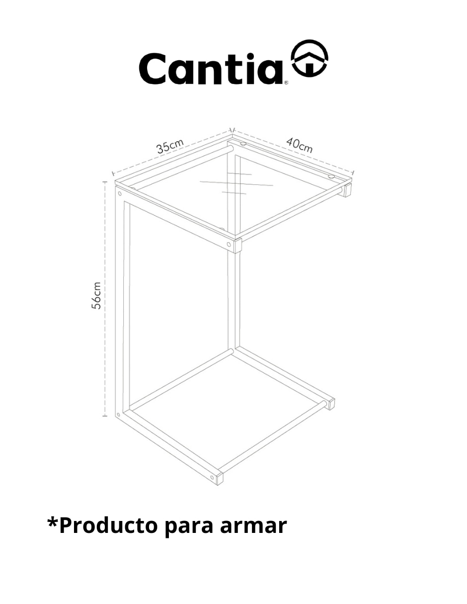Mesa de servicio versalles Cantia de metal y vidrio