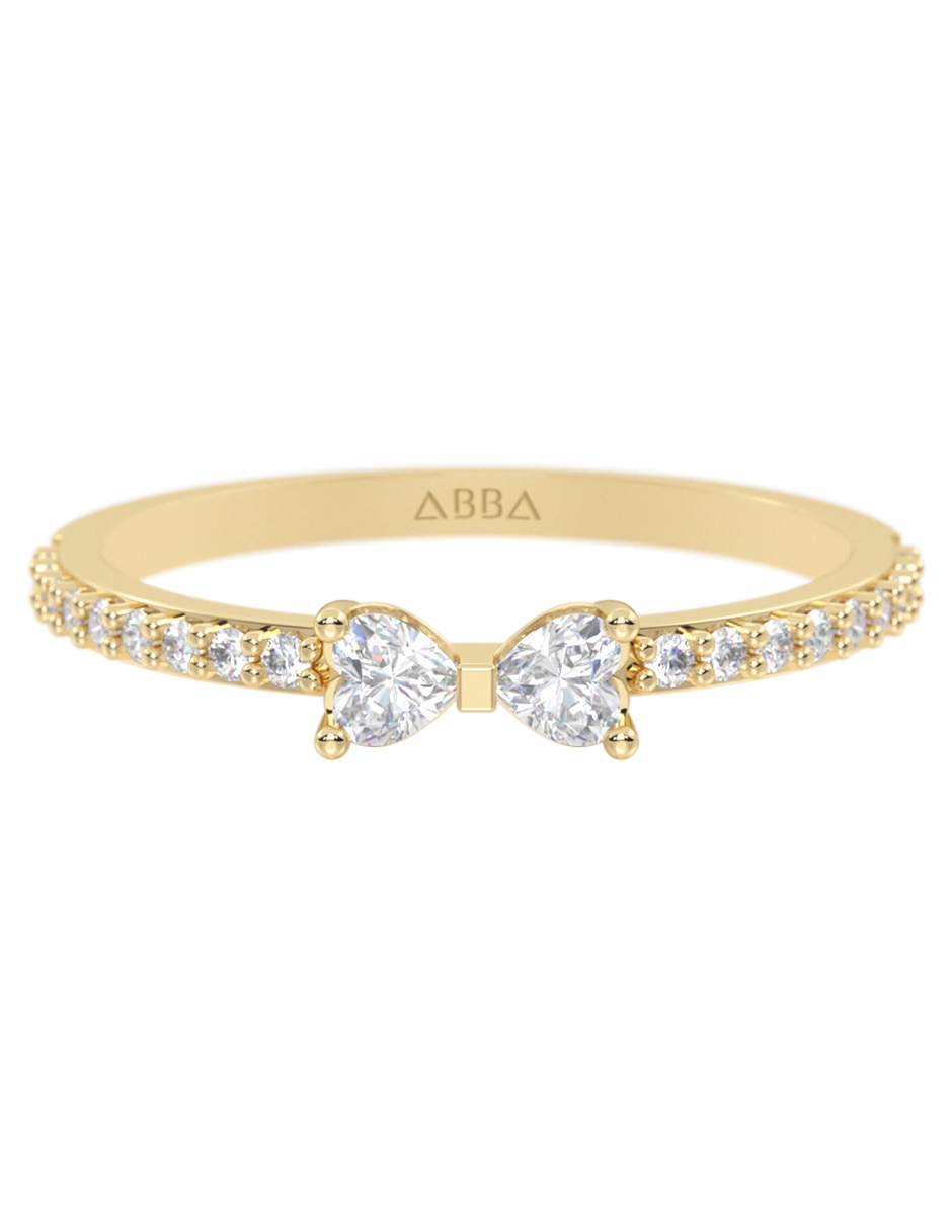 Anillo de moño 14 k de oro zirconia brillante