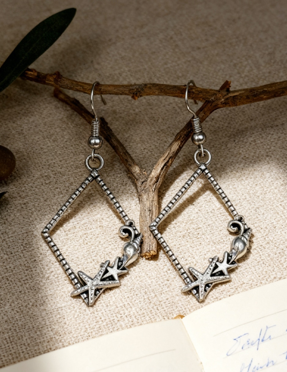 Aretes Largos de Rombo Cowmmerce