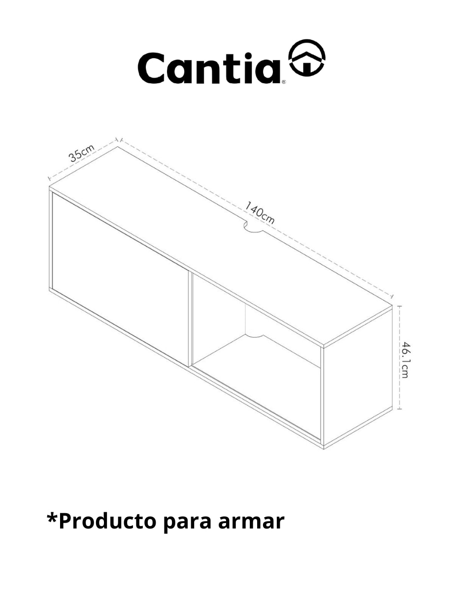 Mueble flotante para TV armable Bernal de MDF 8