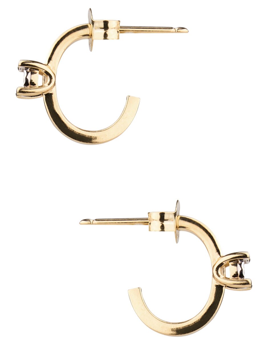 Set de aros circulares de oro 14 k con acabado pavé 2