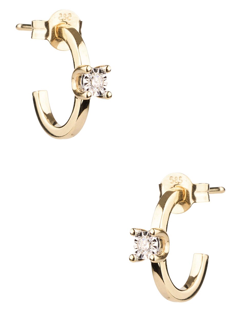 Set de aros circulares de oro 14 k con acabado pavé 3
