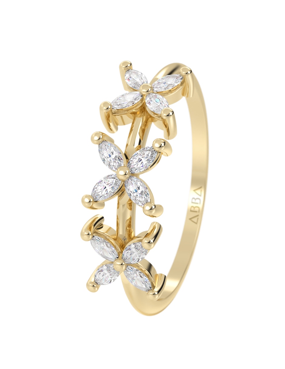 Anillo de flor 10 k de oro zirconia brillante 2