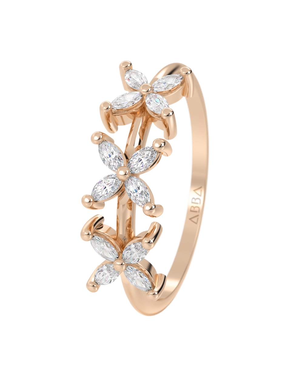 Anillo de flor 14 k de oro zirconia brillante 2
