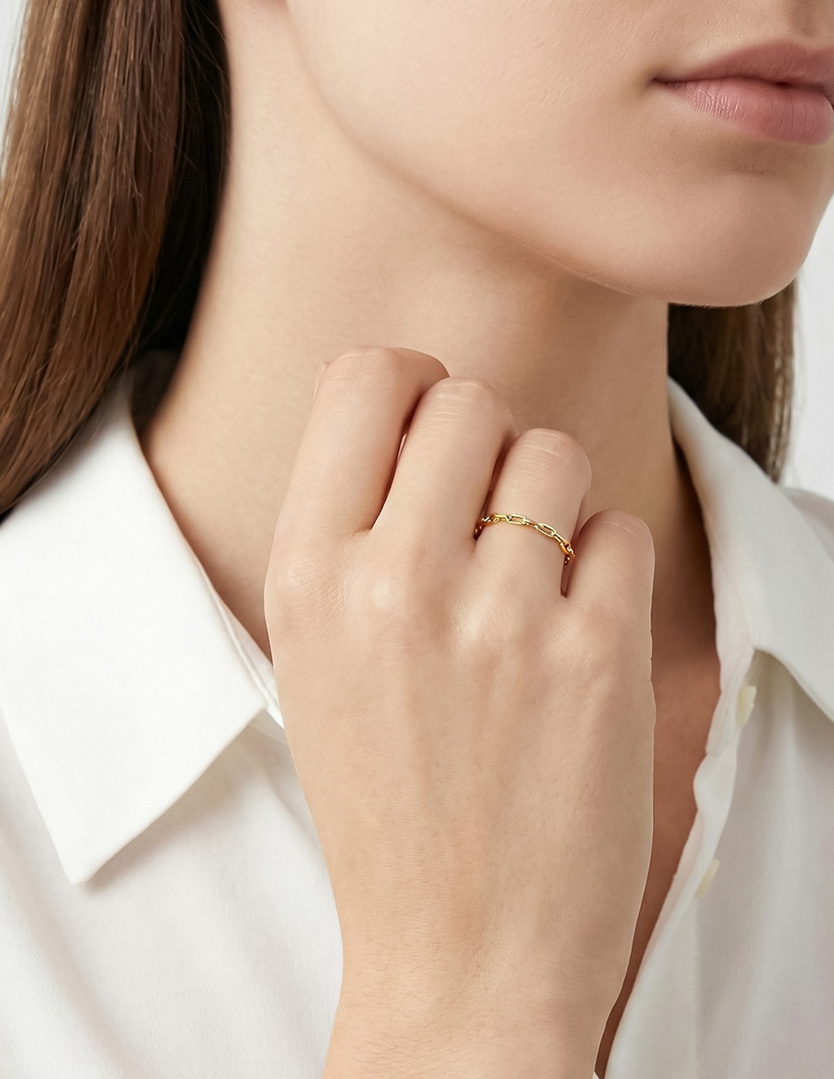 Anillo de cadena Abba Joyas 14 K de Oro brillante