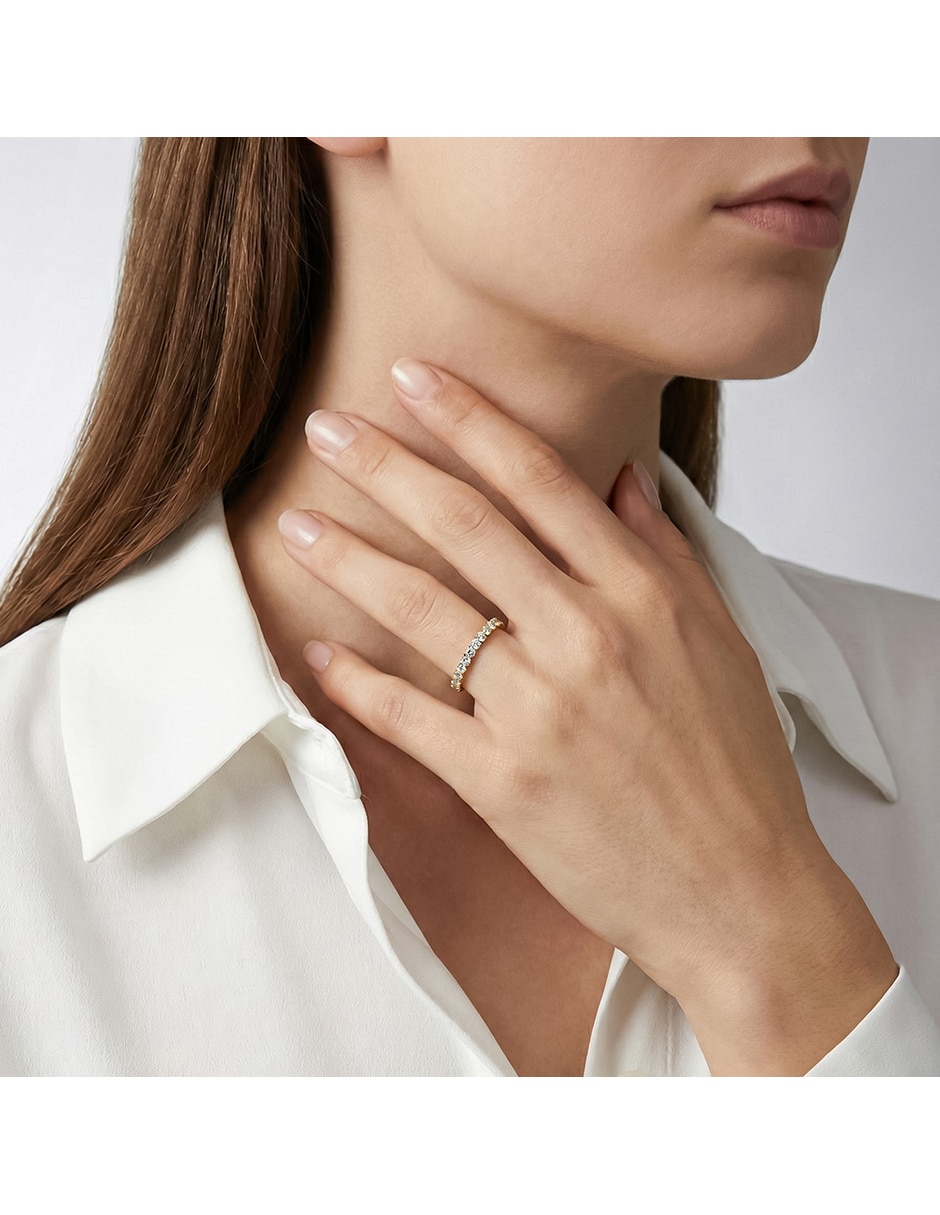 Anillo de Abba Joyas 10 K de Oro Zirconia Brillante