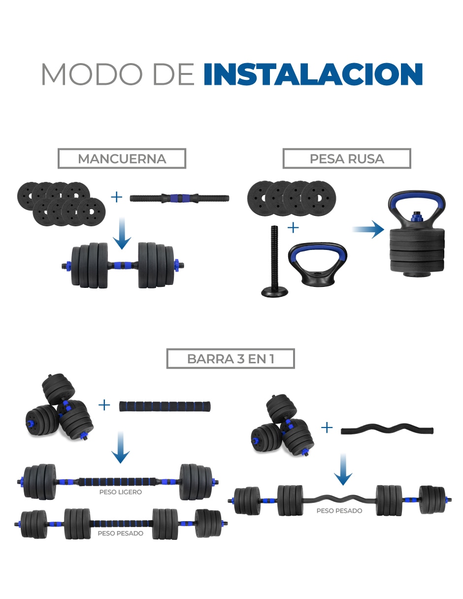 Kit mancuernas de peso variable Altera 30 kg 24 piezas