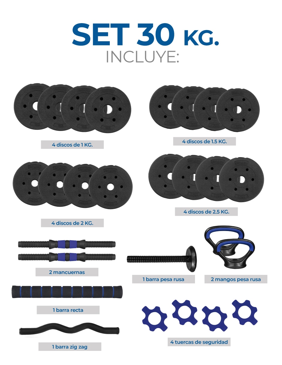 Kit mancuernas de peso variable Altera 30 kg 24 piezas