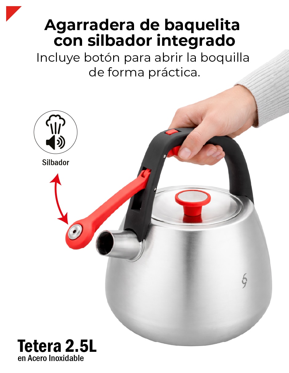 Tetera silbadora Bogner de acero inoxidable