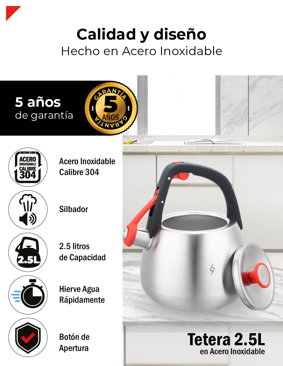 Tetera silbadora Bogner de acero inoxidable