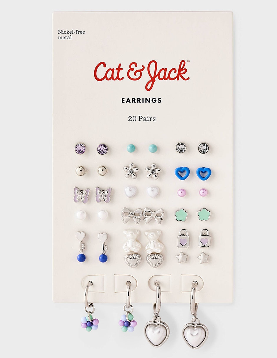 Set de aretes cat & jack con acabado brillante