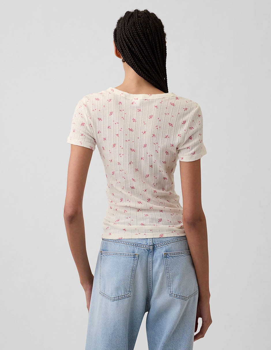 Playera manga corta cuello redondo para mujer
