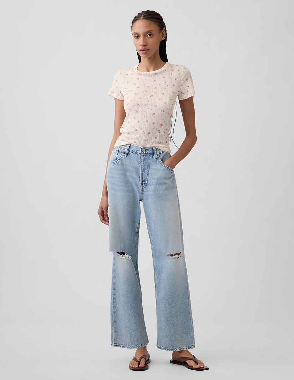 Playera manga corta cuello redondo para mujer
