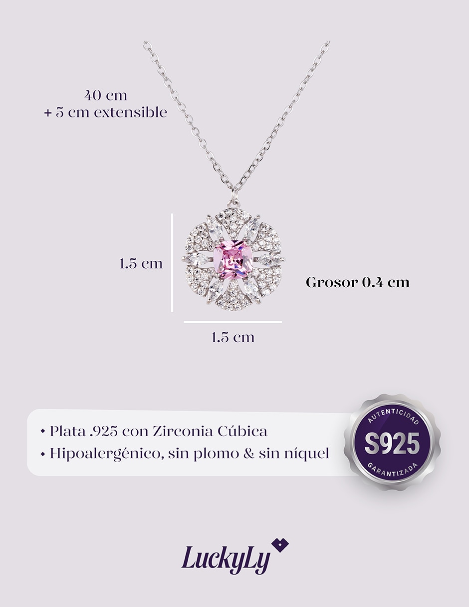 Collar de flor luckyly fiora de plata p 925
