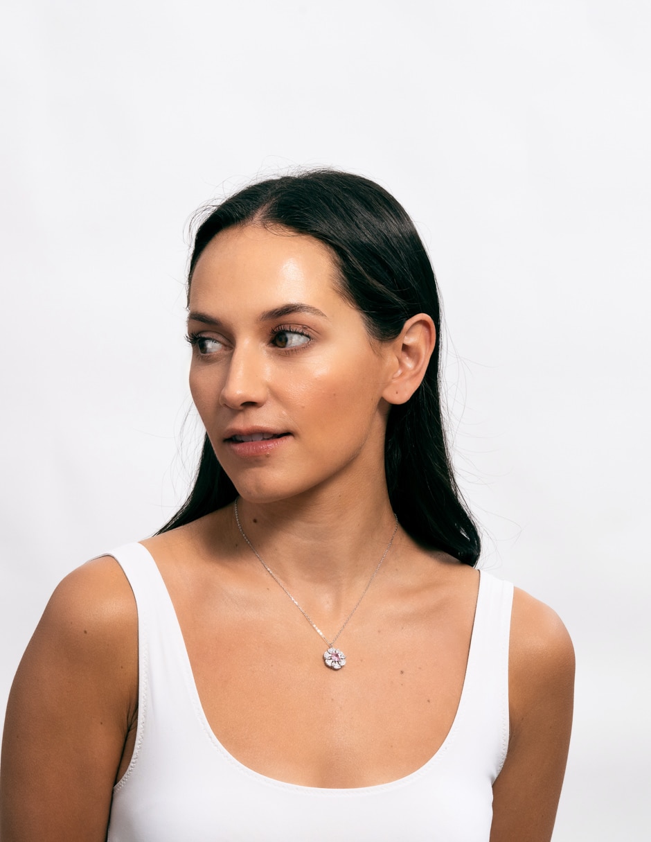 Collar de flor luckyly fiora de plata p 925