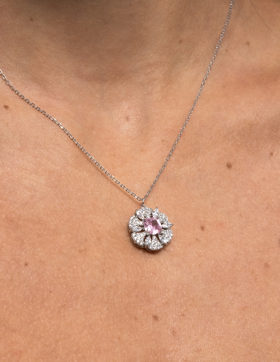 Collar de flor luckyly fiora de plata p 925