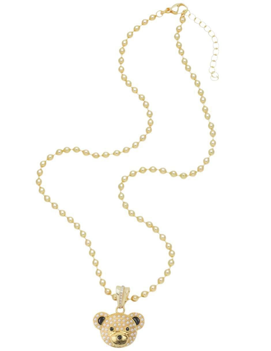 Collar con dije de oso Yoiko Nebula con baño de oro 18 k