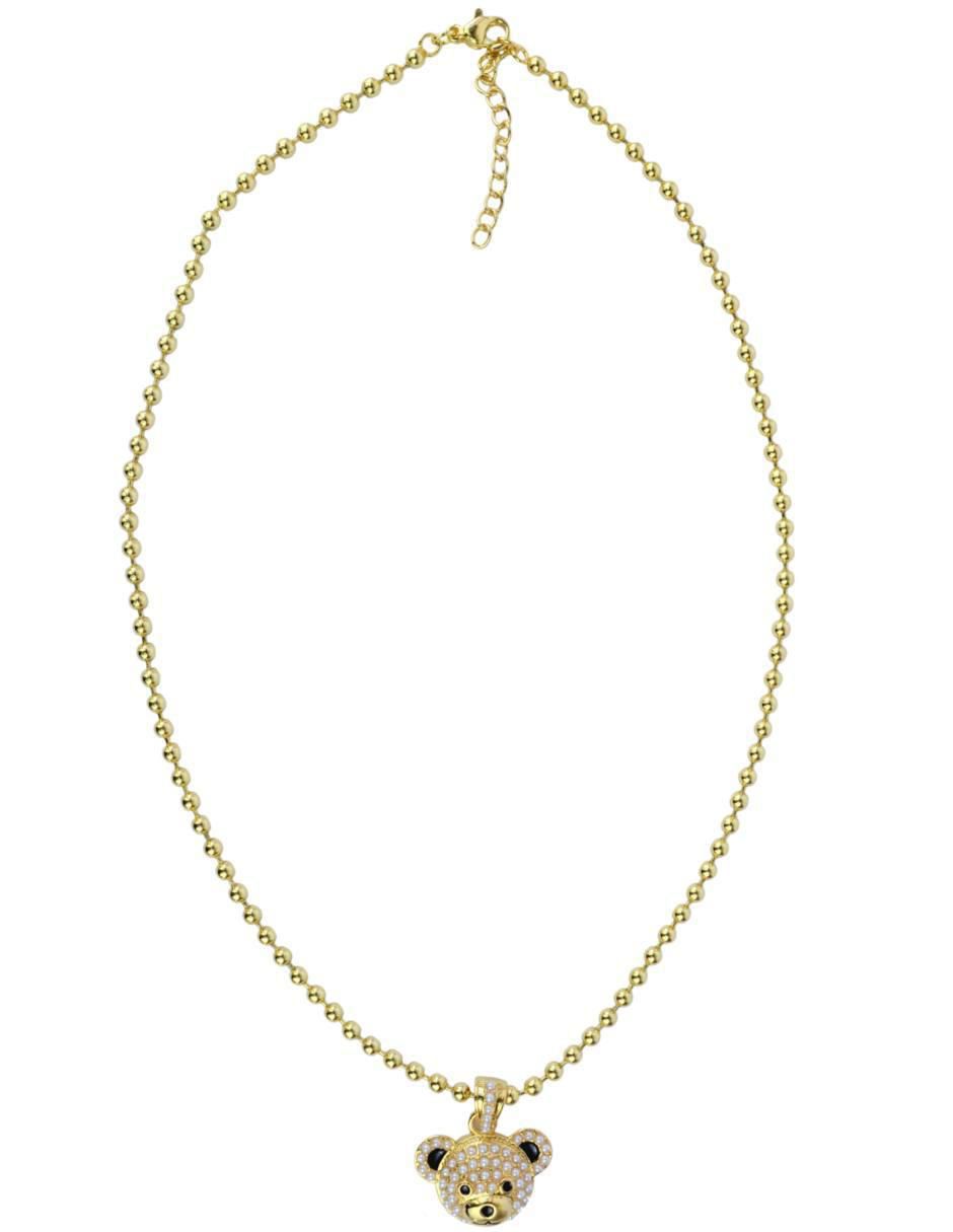 Collar con dije de oso Yoiko Nebula con baño de oro 18 k