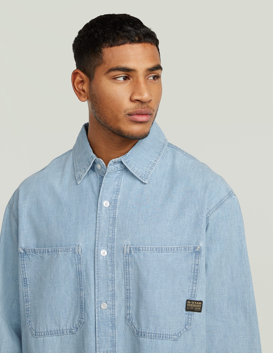 Camisa casual g-star de algodón manga larga para hombre