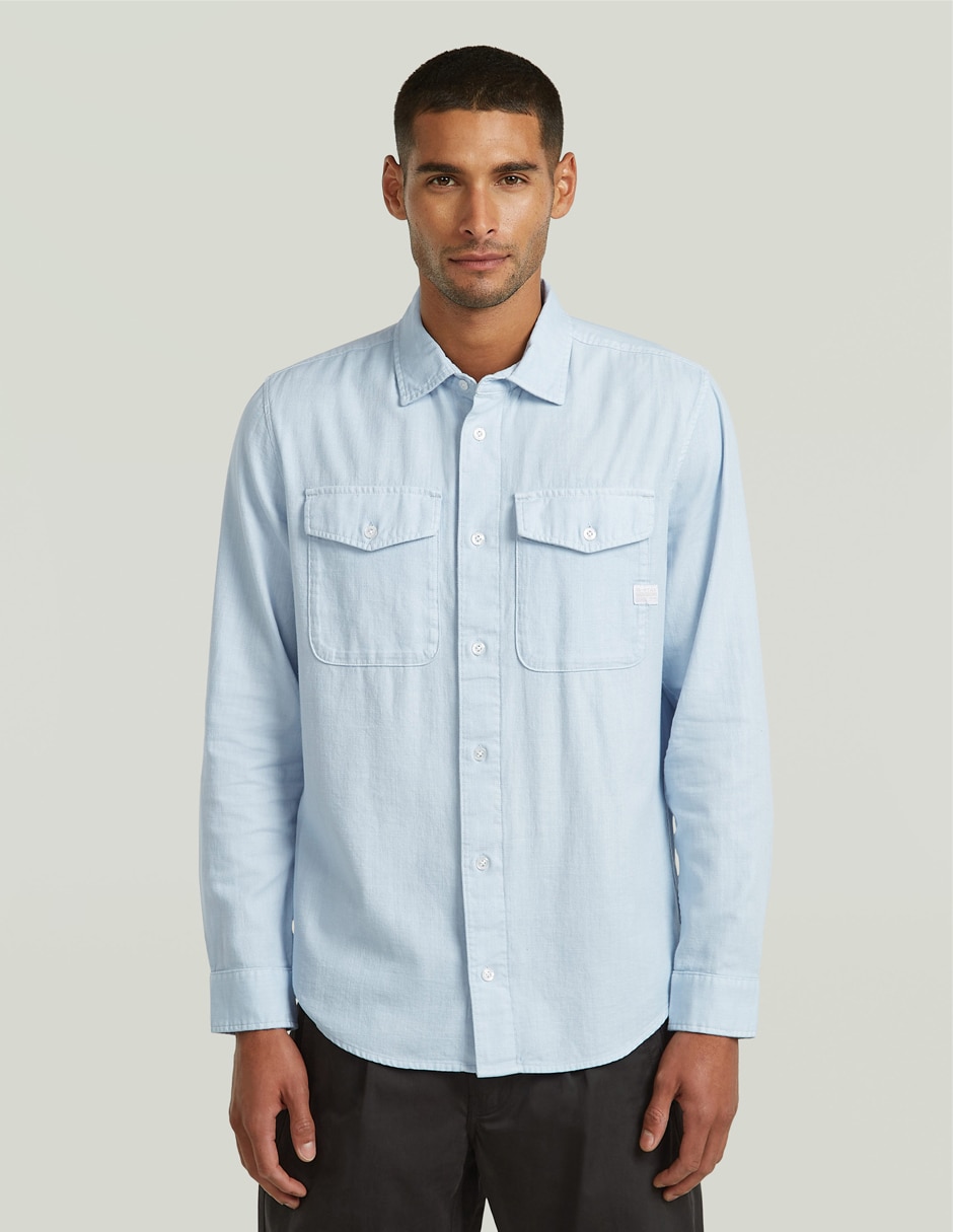 Camisa casual g-star de algodón manga larga para hombre