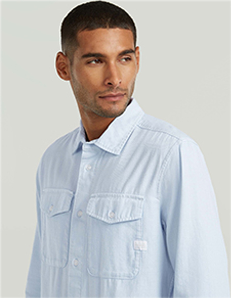 Camisa casual g-star de algodón manga larga para hombre