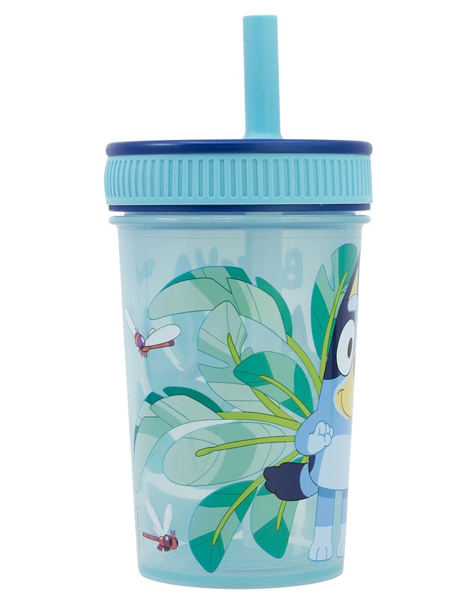 Vaso con popote Bluey con tapa rosca 3