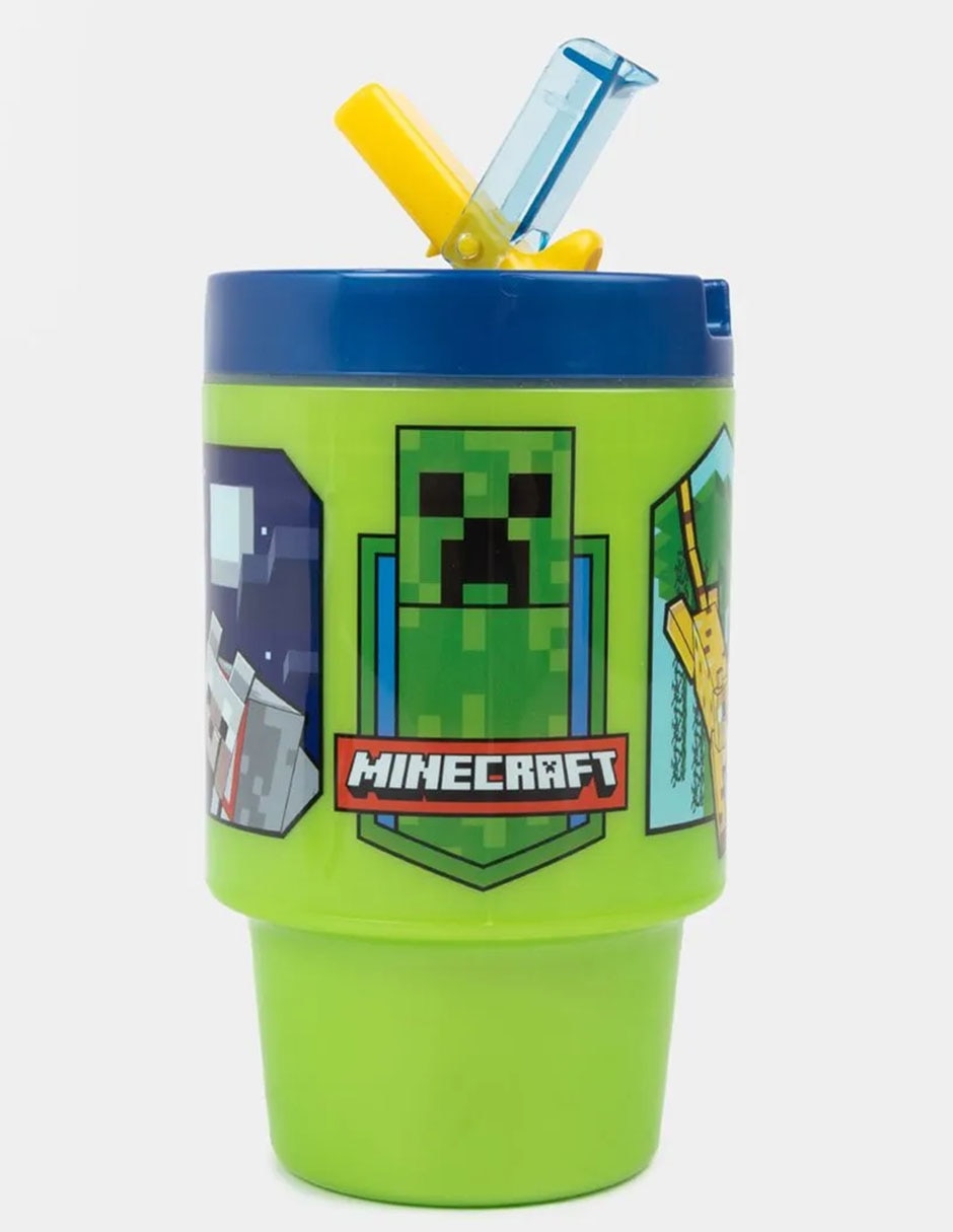 Taza de plástico Minecraft con tapa rosca 530 ml 1