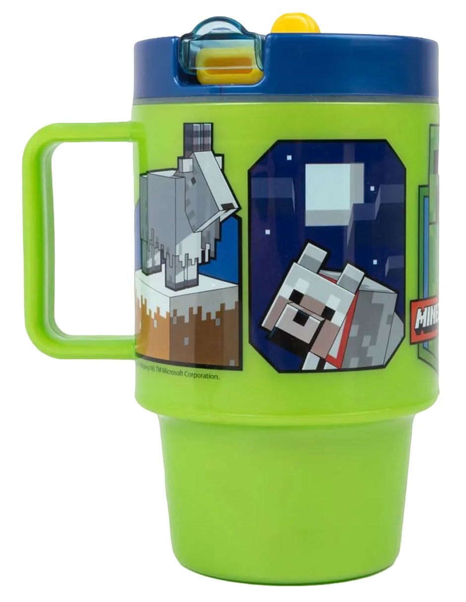 Taza de plástico Minecraft con tapa rosca 530 ml 2