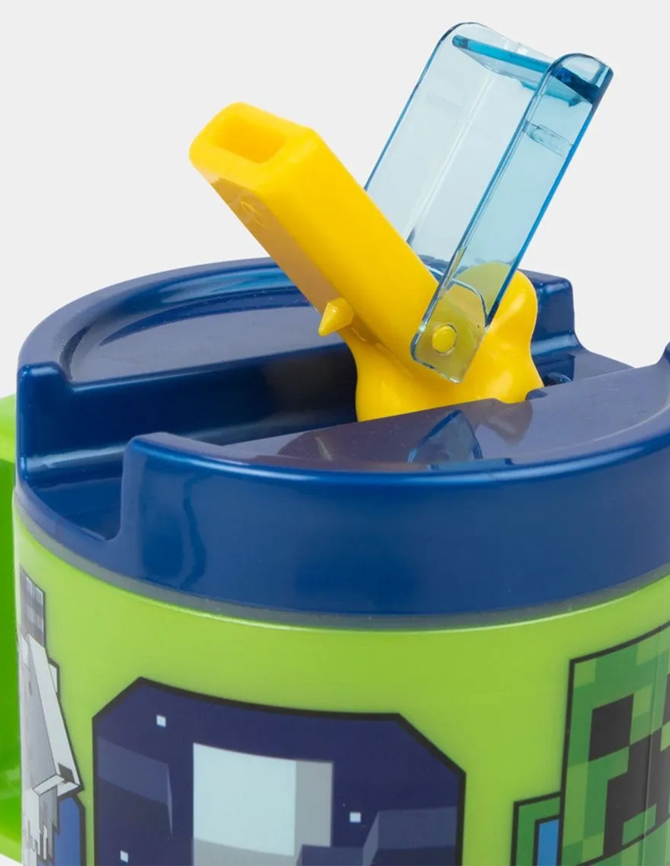 Taza de plástico Minecraft con tapa rosca 530 ml