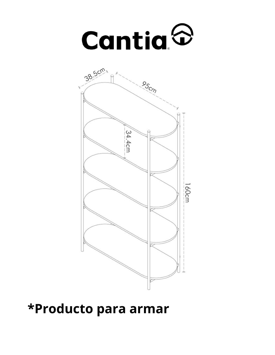 Librero armable Ucum Cantia de Metal