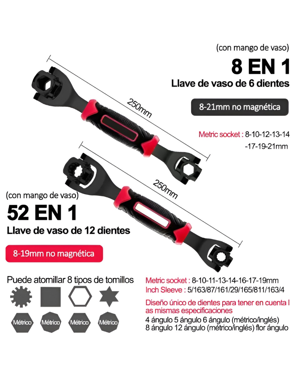 Set llave mixta punta hexagonal 2