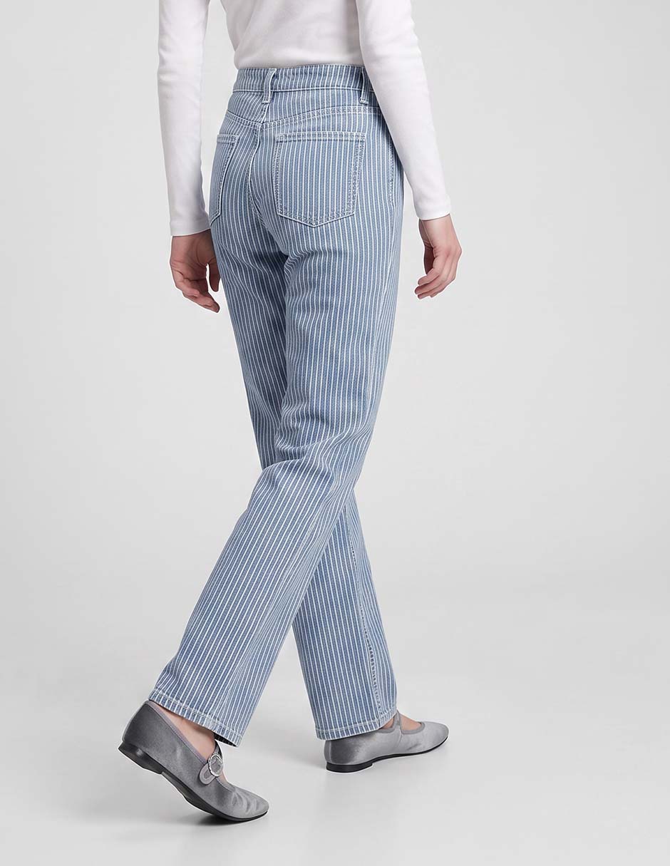 Jeans straight corte a la cintura para mujer 4