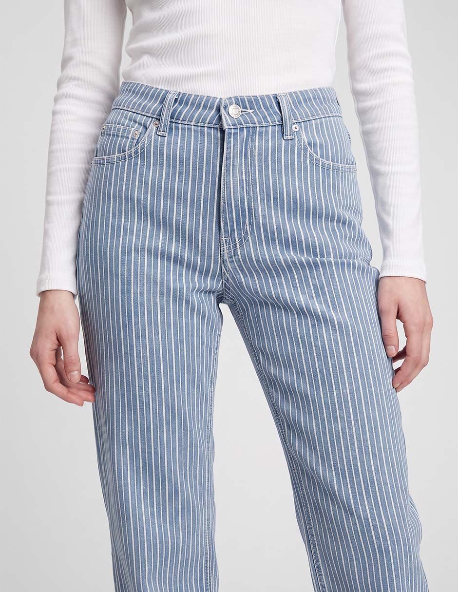 Jeans straight corte a la cintura para mujer 5