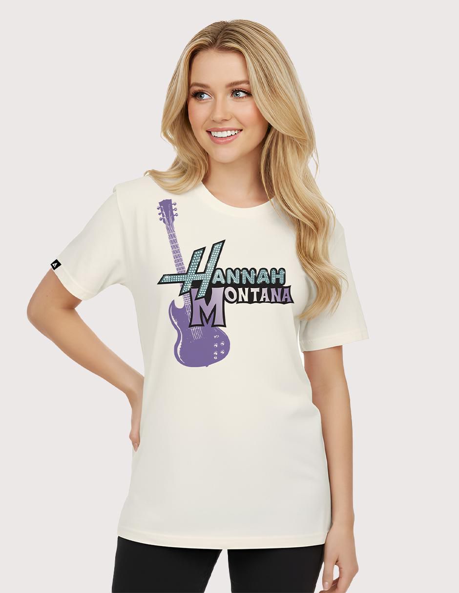 Playera manga corta Disney Hannah Montana - Guitarra Hannah Montana cuello redondo para mujer Playera manga corta Disney Hannah Montana - Guitarra Hannah Montana cuello redondo para mujer