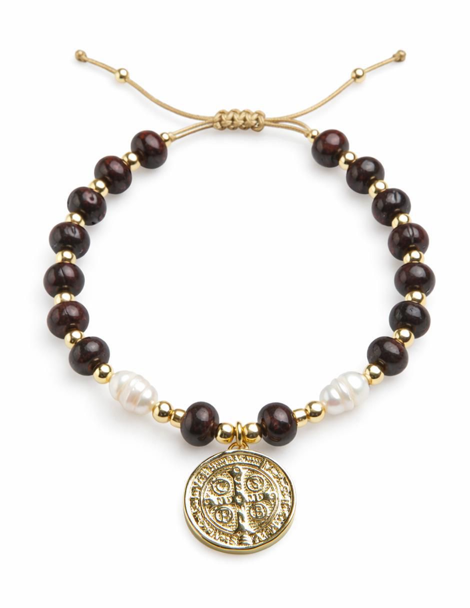 Pulsera Sanctum San Benito acabado baño de oro 18 K Pulsera Sanctum San Benito acabado baño de oro 18 K