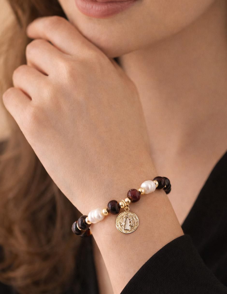 Pulsera Sanctum San Benito acabado baño de oro 18 K 6