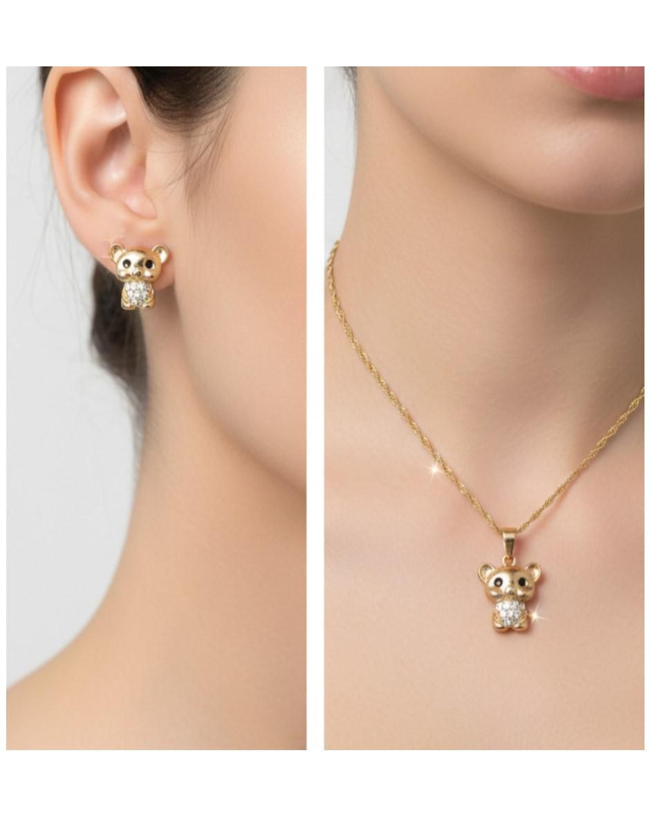 Aretes y collar de puerco Cm-Top Joyería Elegante Para Mujer de oro laminado 14 k zirconia cúbica