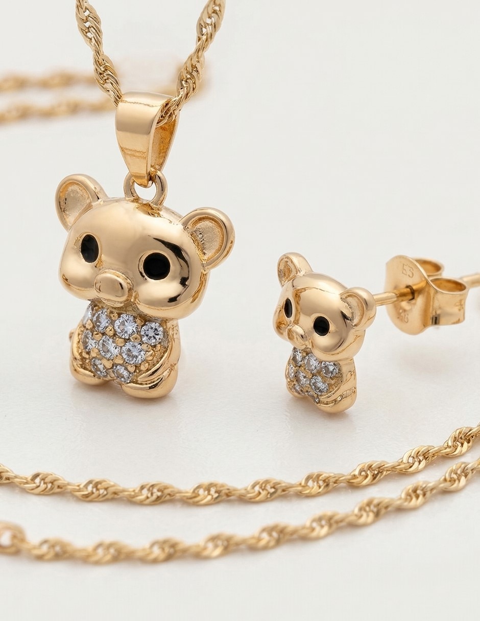 Aretes y collar de puerco Cm-Top Joyería Elegante Para Mujer de oro laminado 14 k zirconia cúbica