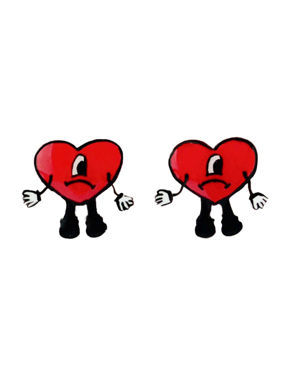Aretes cortos de corazón