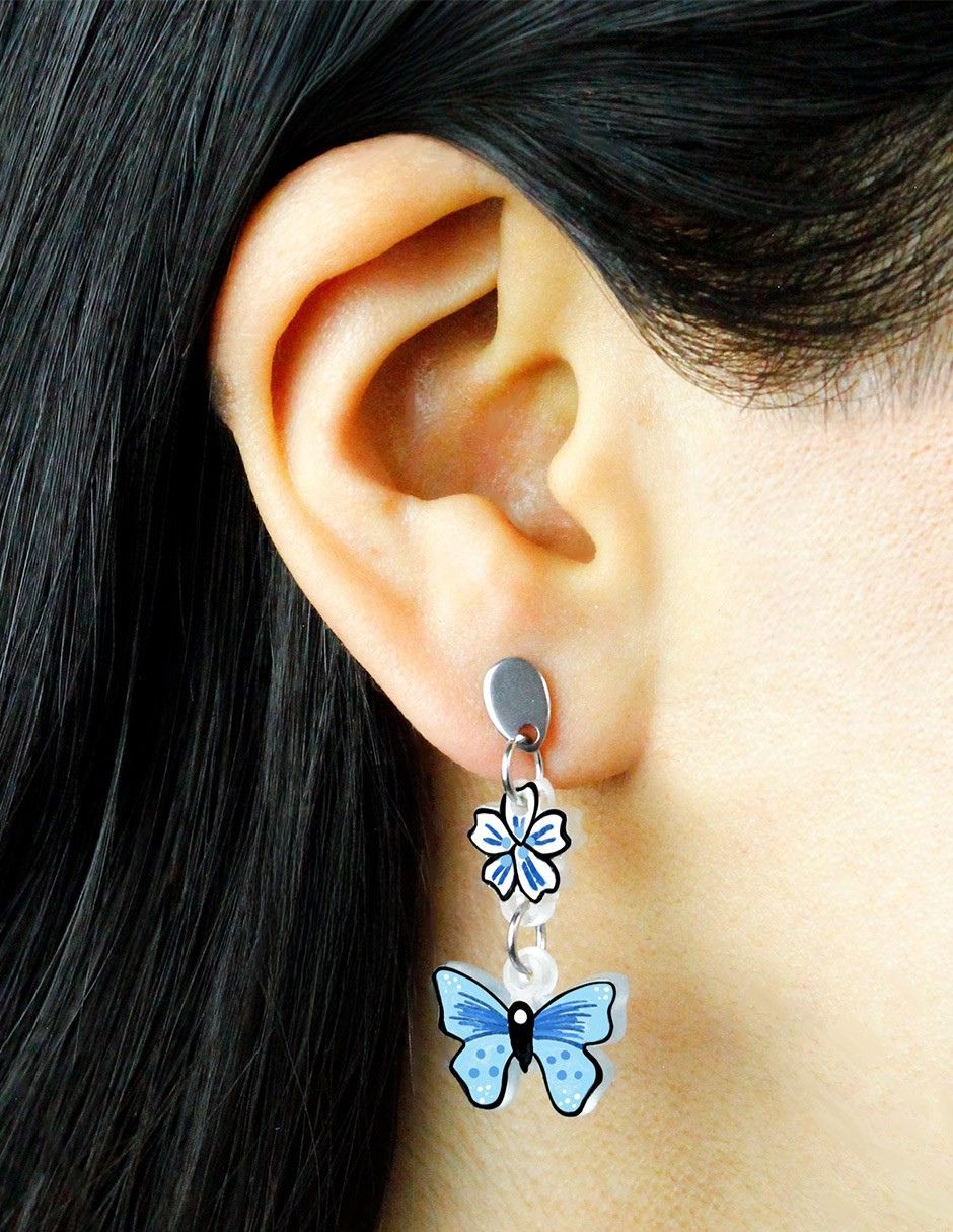 Aretes de mariposa Jano con acabado brillante