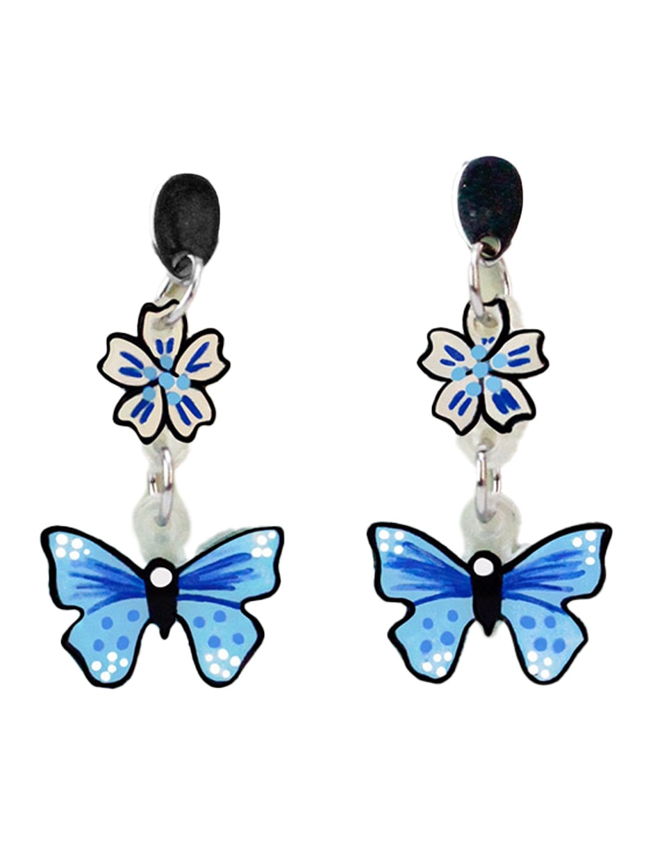 Aretes de mariposa con acabado brillante