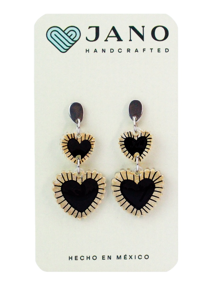 Aretes largos de Corazón con acabado brillante 2