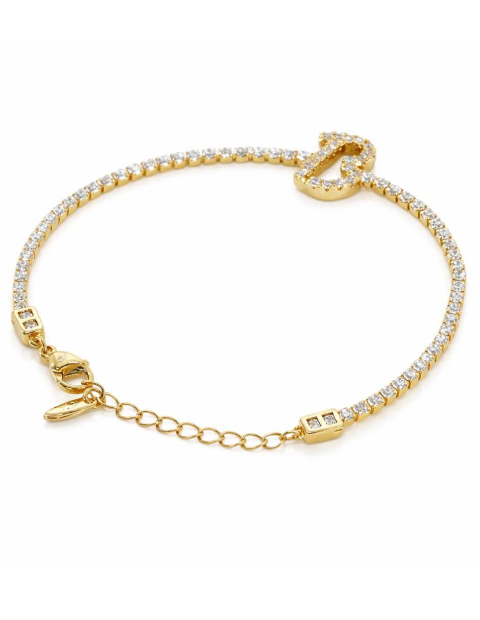 Pulsera de oro laminado con zirconia cúbica 14 k Joyería Elegante para mujer acabado chapa de oro
