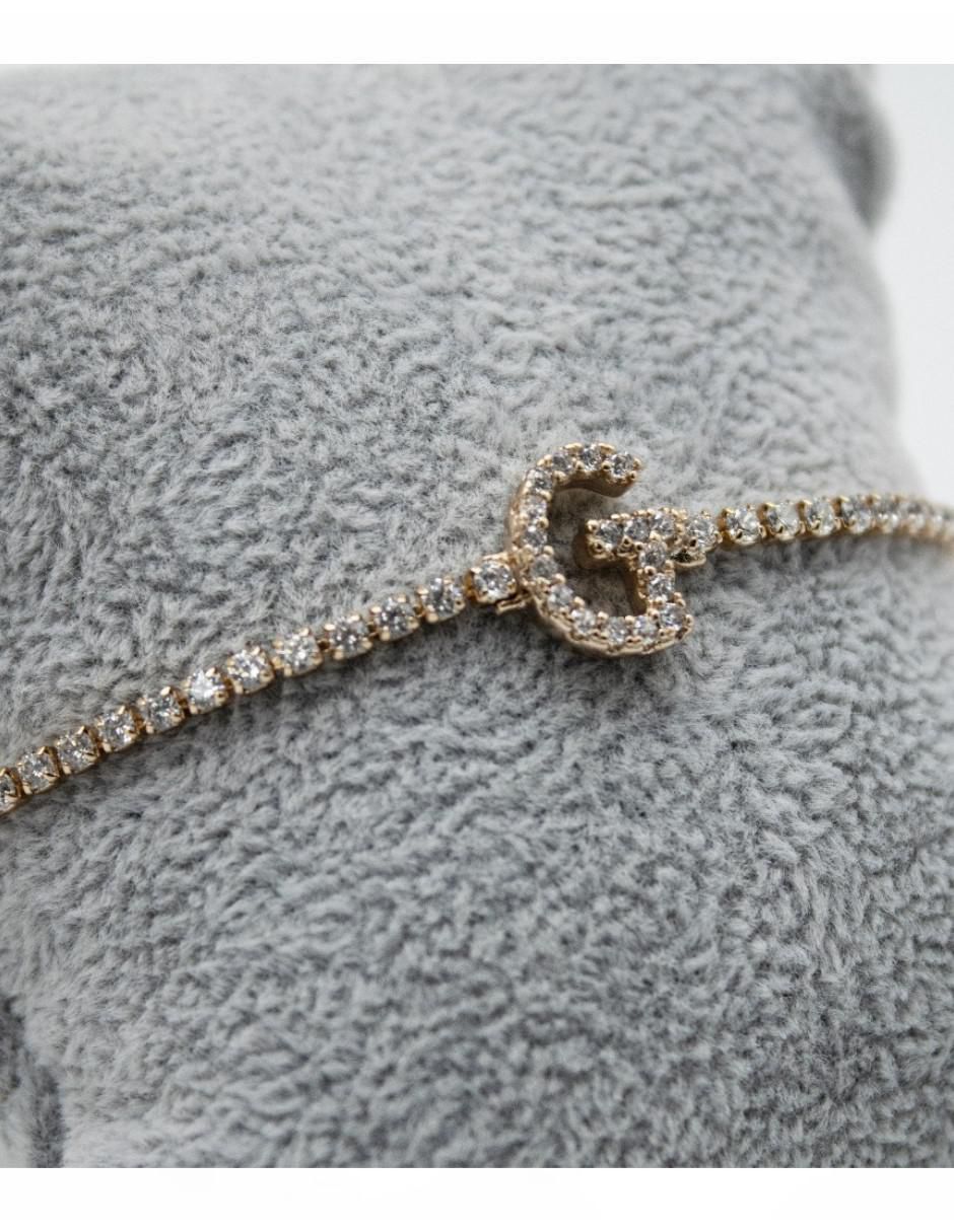 Pulsera Cm-Top de oro laminado con zirconia cúbica 14 k Joyería Elegante para mujer acabado chapa de oro