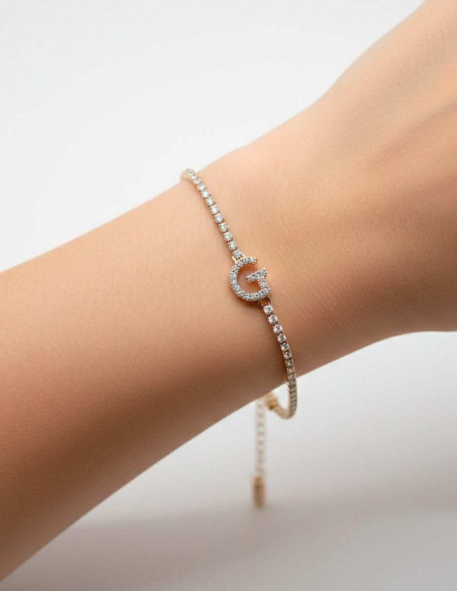 Pulsera Cm-Top de oro laminado con zirconia cúbica 14 k Joyería Elegante para mujer acabado chapa de oro